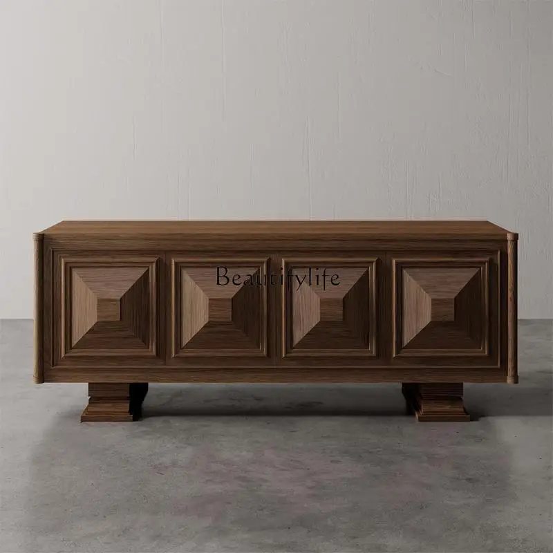 

Vintage vintage TV cabinets, French light luxury ash, floor-to-ceiling aisle cabinets, solid wood furniture