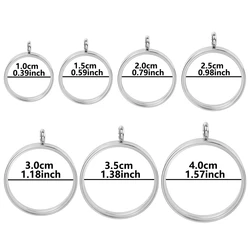 1Pc Inner Size 20-40mm Glass Round Floating Picture Locket Coin Holder Pendant Diy Stainless Steel Relicario Necklaces Jewelry