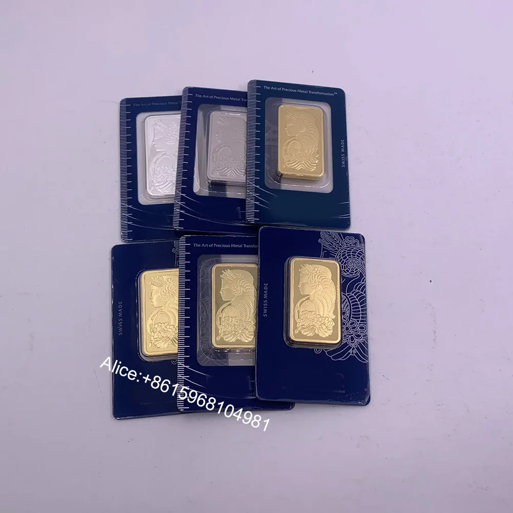 Non-magnetic 1oz 24k Gold Plated Bar Bullion Ingot With Sealed packing Different Serial number For Collection