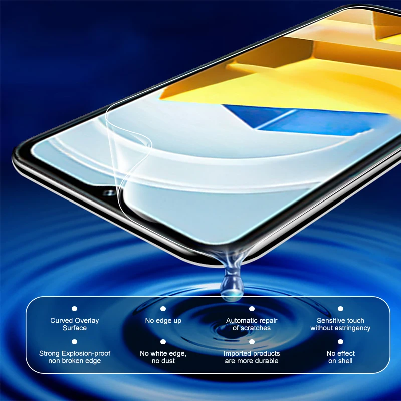 3in1 Ống Kính Máy Ảnh Bảo Vệ Hydrogel Cho Xiaomi Poco M5 M 5 5 M PocoM 5 PocoM5 6.58 Inch Trong Suốt tấm Bảo Vệ Màn Hình Phim Bao