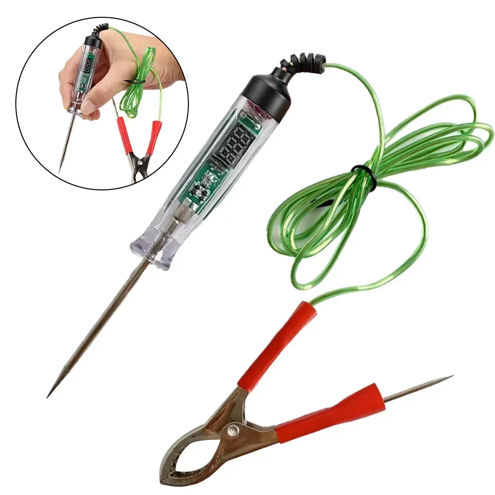 1pcs White Green Plastic Steel 3-36V DC Car Truck Voltage Circuit Tester Digital Display Long Probe Pen Car Accessories