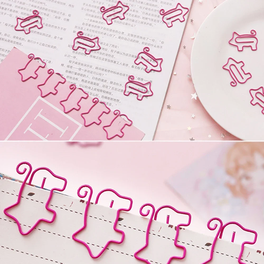 Cute Cartoon Pig Animal Bookmark Paper Clip Hollow Out Metal Binder Clips Notes Letter Stationery Office Accessories
