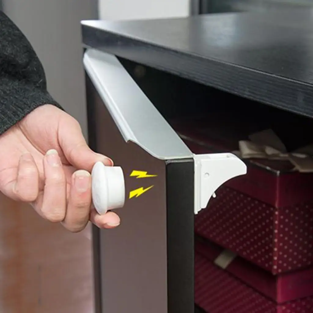 

Safety Magnetic Cabinet Locks - Self Sticking 3M for Cabinets & Drawers Perfect for