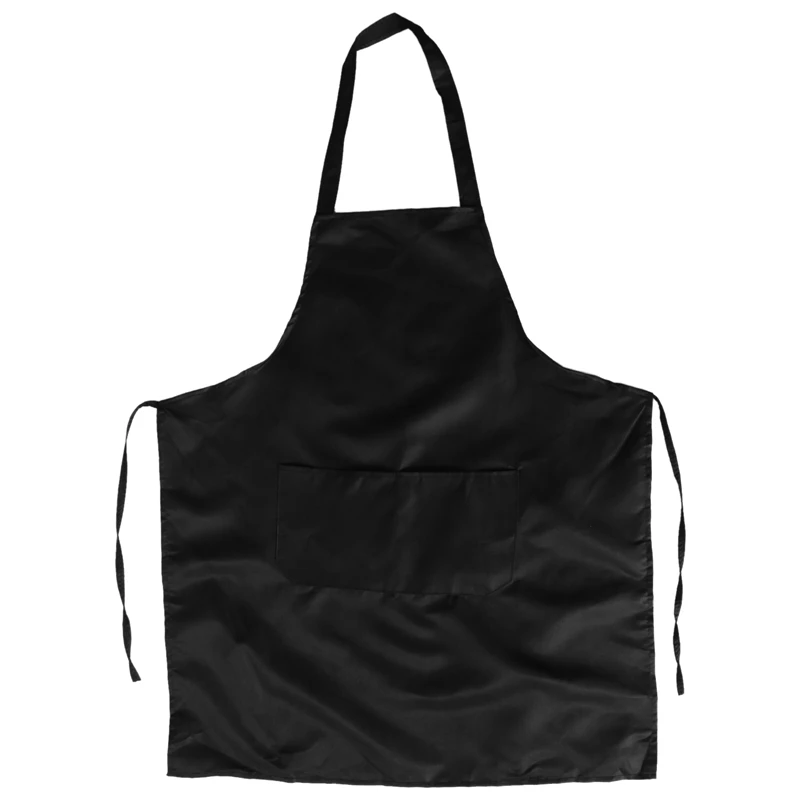 Unisex 2 Pocket Black Kitchen Apron Bib, One Size in Medium-A57M