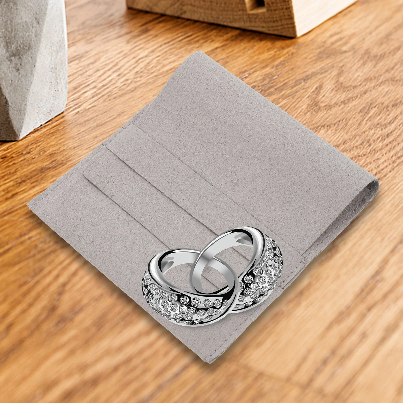 

6pcs Jewelry Bags Microfiber Cloth Storage Small Large Shallow Gray Portable Dustproof Travel Party Favors ganize