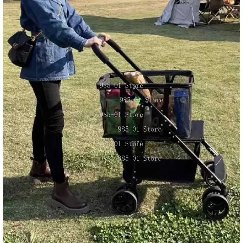 

Multifunctional Folding Shopping Cart for Supermarket Travel, Detachable Portable Outdoor Cart for Picnic Camping Pet Supplies