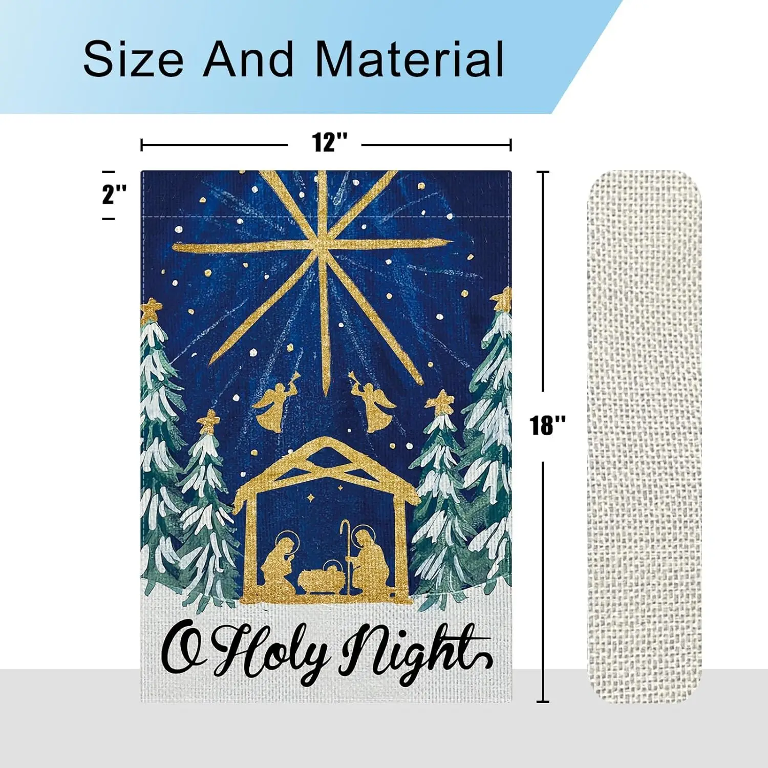 DLZDN O ليلة المقدسة حديقة العلم المهد حديقة العلم 12 × 18 بوصة مزدوجة الوجهين العمودي الخيش مزرعة ساحة العلم عيد الميلاد إعادة FFI