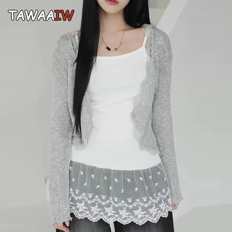 Tawaaiw Fairycore Korean Fashion Halter Tops Sleeveless Patchwork Lace Tank Tops Camisole 2000s Clothes Y2k Tanks Chic