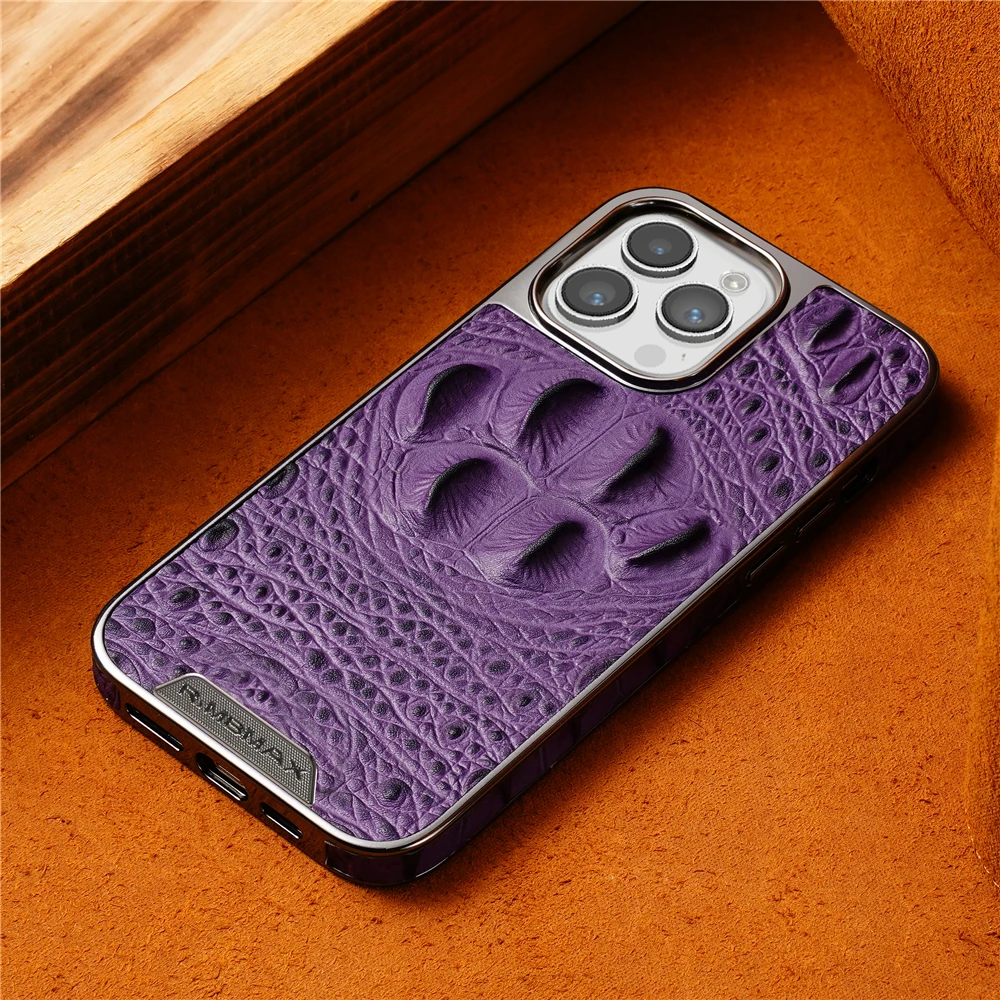 Luxury Business Crocodile Claw Genuine Leather Case For iPhone 16 Pro Max 12 13 14 15 Pro Max 16 Pro Shockproof Cover Phone Case