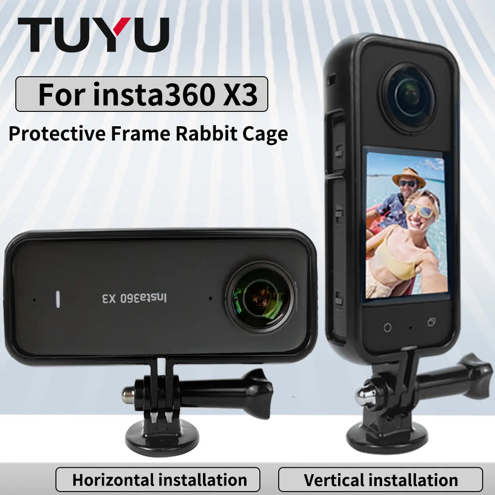 غلاف الكاميرا لقفص الأرانب Insta360 X3 ، إطار تمديد واقي ، ملحقات أفقية ورأسية ، X3 ، One X2
