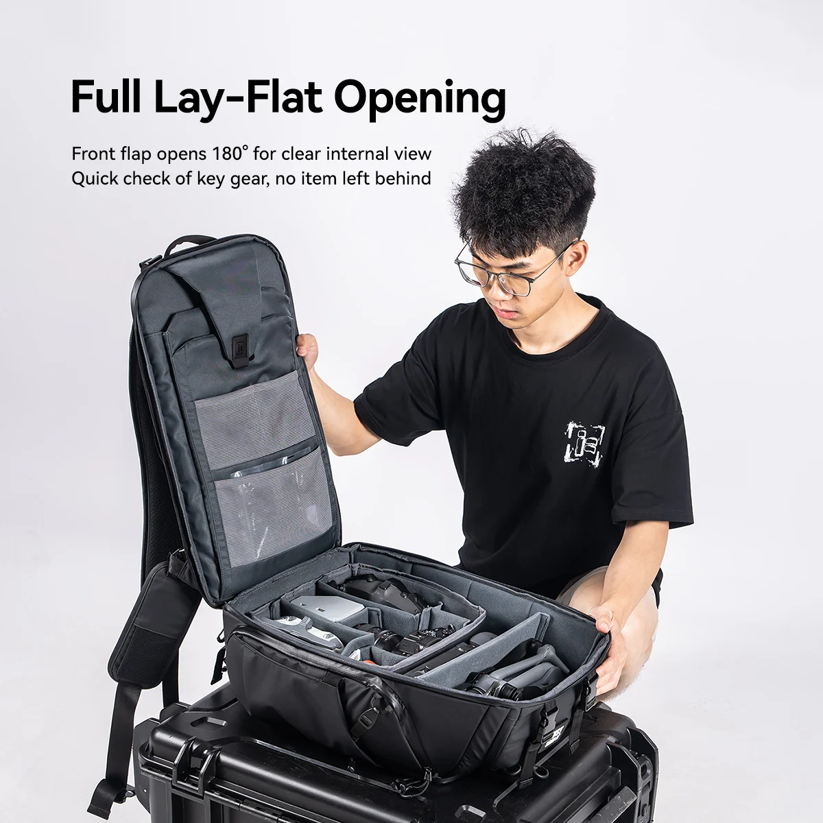 IFlight FPV 드론 배낭 540X380X220mm 33 리터 볼륨 크기 조정 가능한 구획 FPV 드론 고글 용 통합 RGB 라이트 스트립