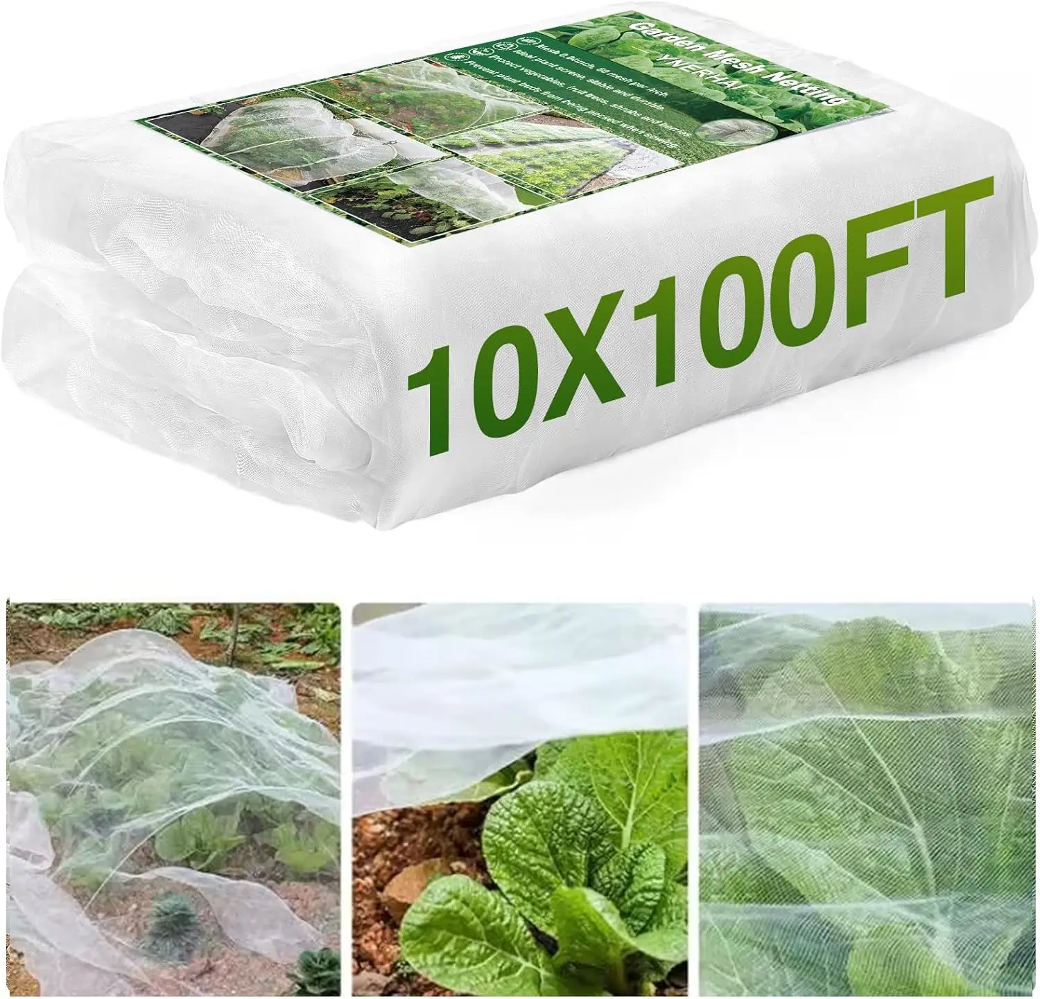 

10 x 100 ft Garden Mesh Netting, Fine Barrier for Fruit Trees & Vegetables, 0.8mm x 1mm Mesh