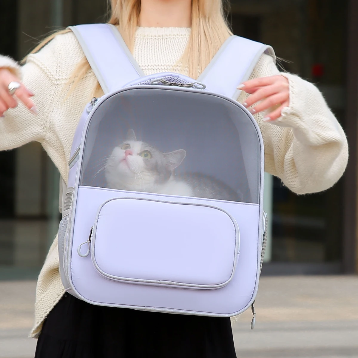 

Cat Bag, Portable Backpack, Large Capacity, Anti-Breakaway, Anti-Stress Pet Bag, Large School Bag, Canvas Dog Bag, Cute Animal Bag