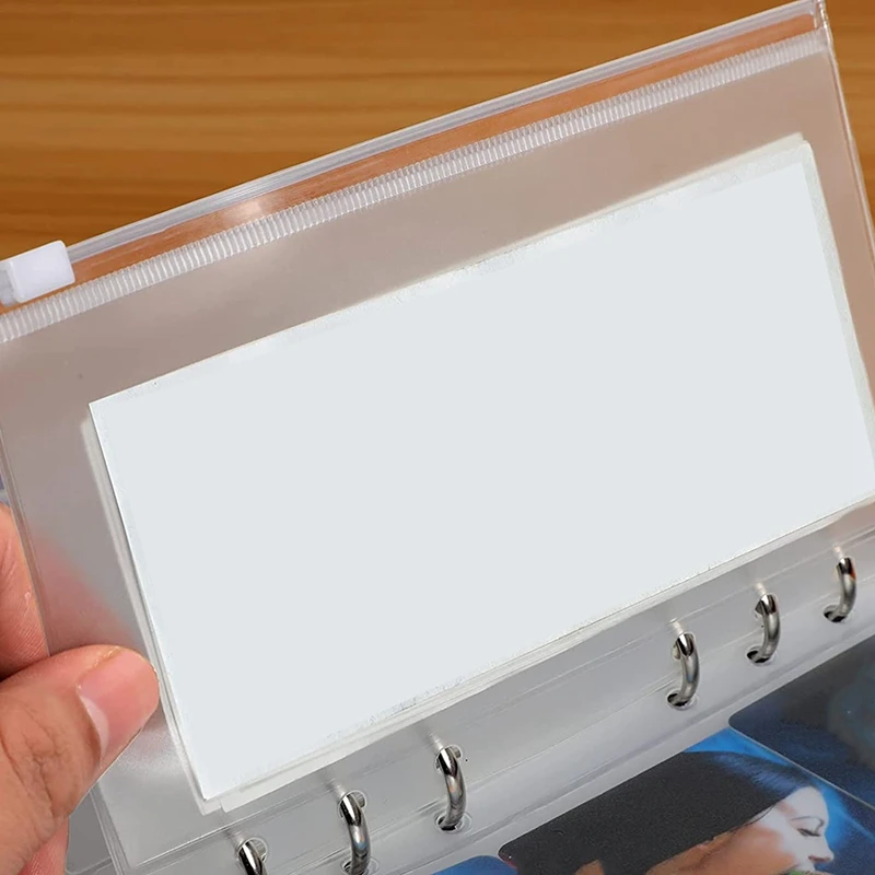 Limpar Zipper Pastas para 6-Ring Orçamento Binder, A6 Binder Bolsos, Envelopes de Dinheiro, Notebook, 16Pcs