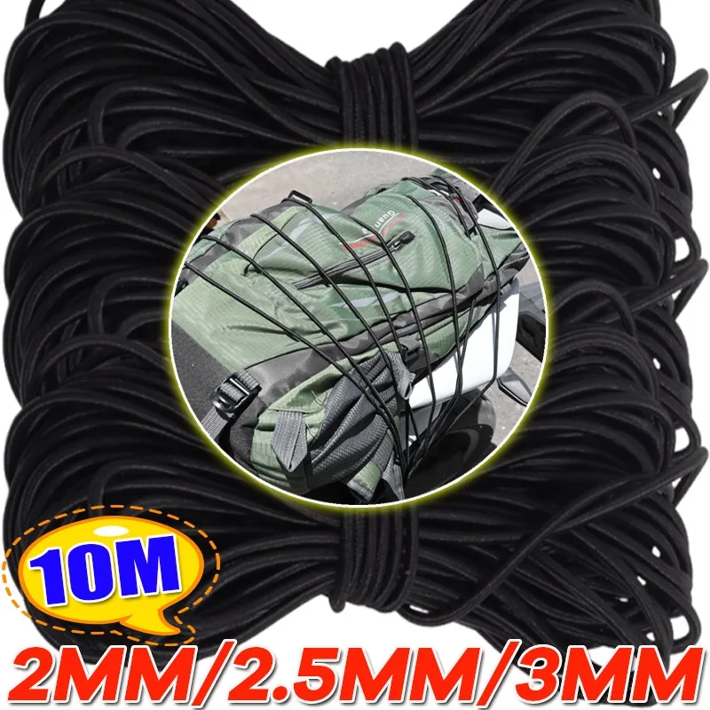 10m Black Strong Elastic Rope Bungee Shock Cord Stretch String for DIY Jewelry Making Outdoor Project Tent Kayak Boat Backage