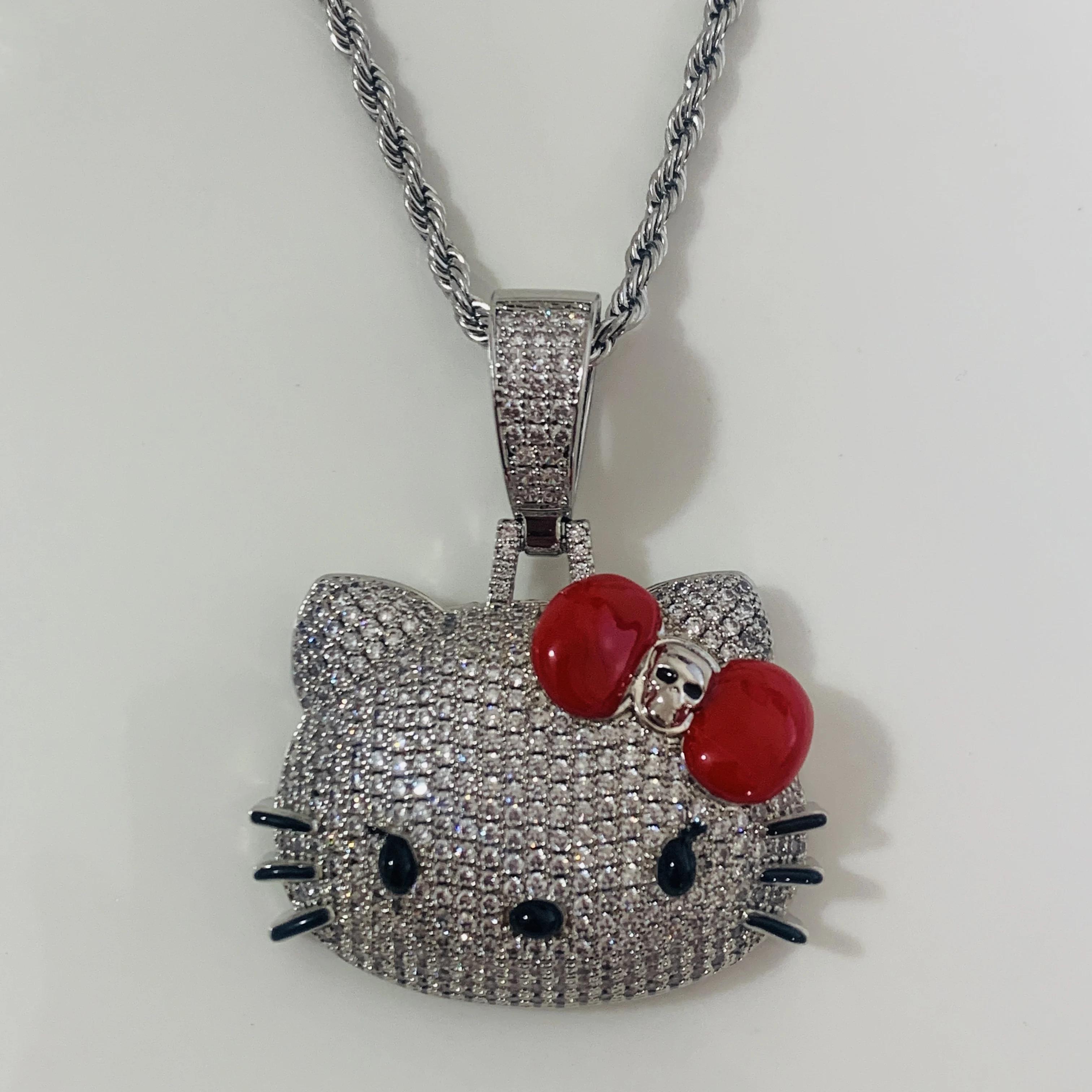 

Hello Kitty Necklace Anime Sanrio Y2K Cute Kitty Zircon Pendant Gold Plated Necklace High End Fashion Gifts for Men and Women