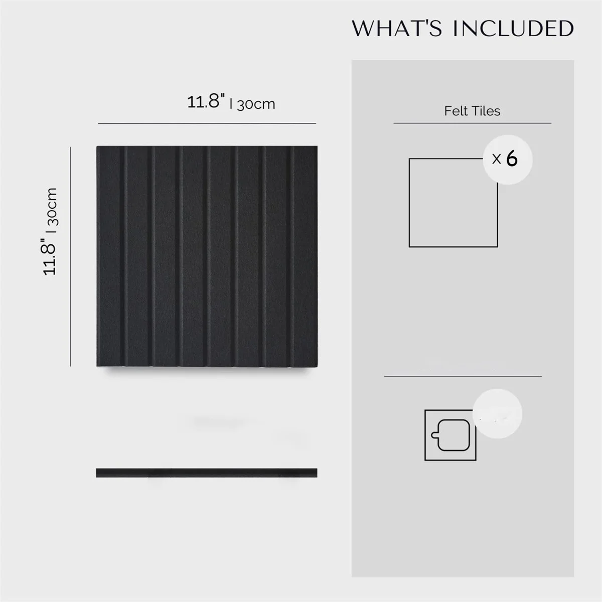 6pcs Large Black Cork Board Office Wall Paneling Felt Bulletin Slat Tile for Organizing And Displaying