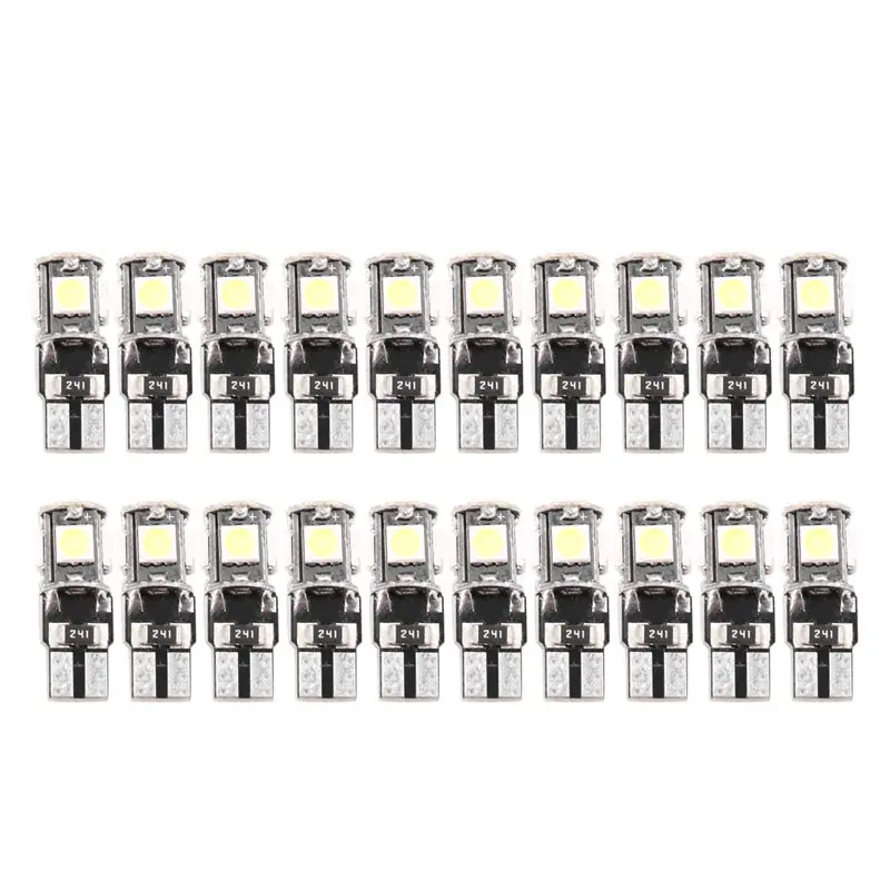 N26R-Canbus Compatible 20Pcs LED T10 5050 5SMD For Automobiles Universal Lighting Components