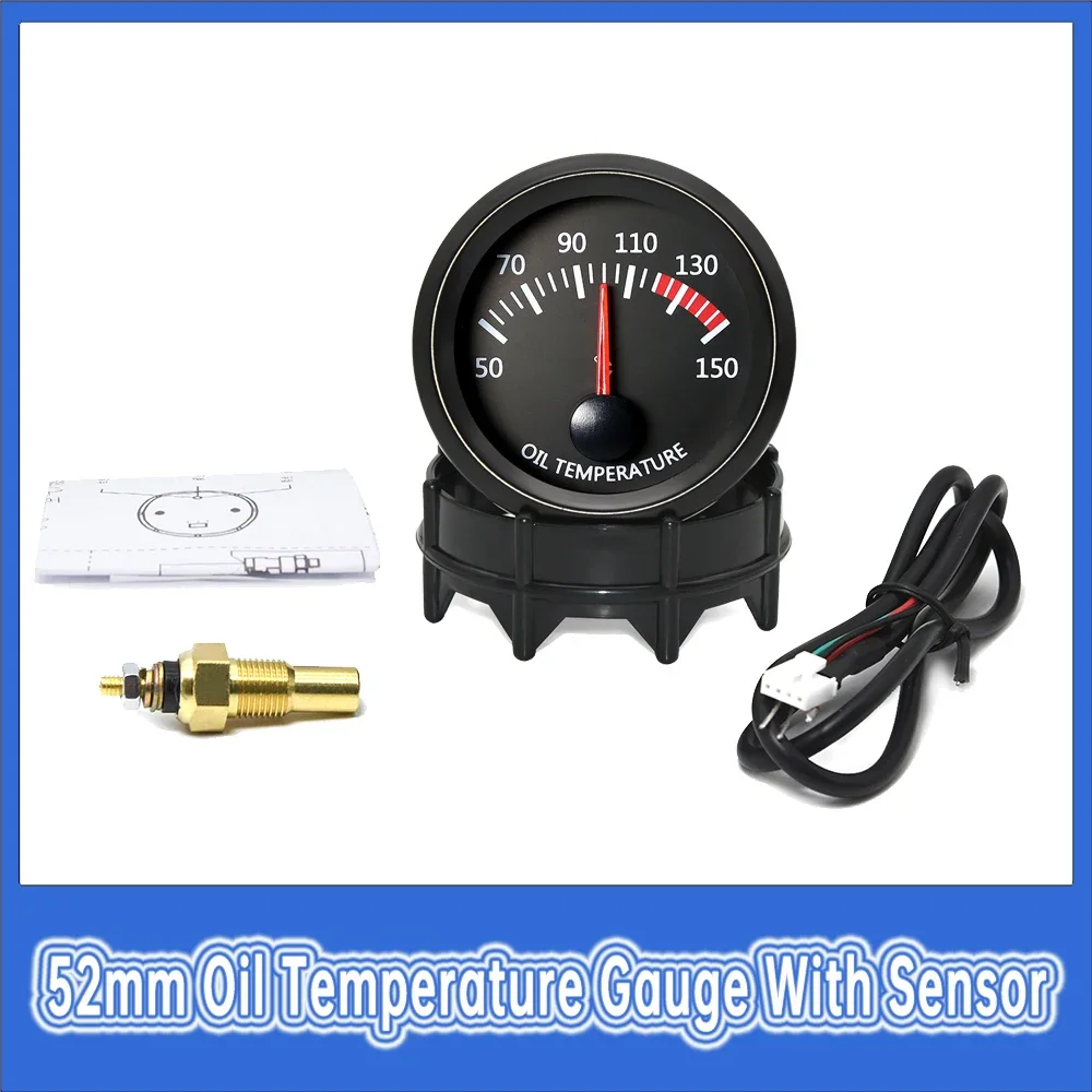 Universal Oil Temperature Gauge 50~150℃ with 1/8NPT Sensors 0-7Bar Oil Pressure Gauge White LED Smoke Len for 12V Racing Gauge