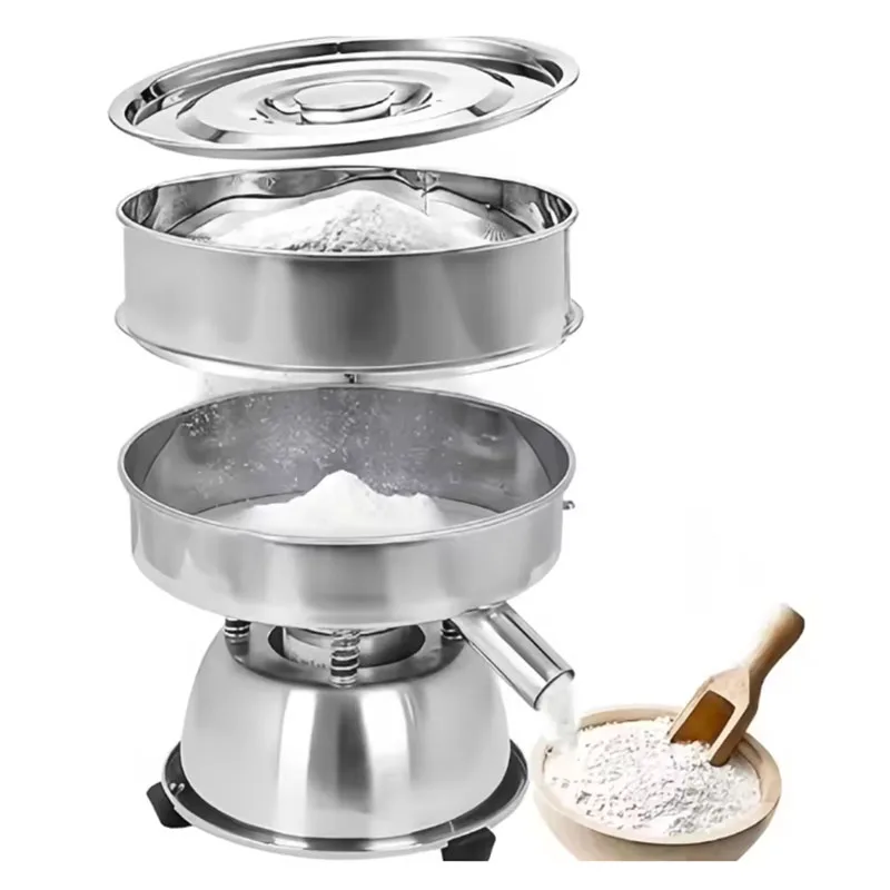 

30 см небольшая электрическая вибрационная сеялка для пищевых продуктов из нержавеющей стали, машина для просеивания порошка, сетка для фильтрации и разделения