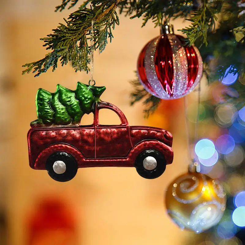 Christmas Truck Iron Pendants Ornaments For Christmas Tree Ornament New Year Decoration Gifts Party Kid Toys