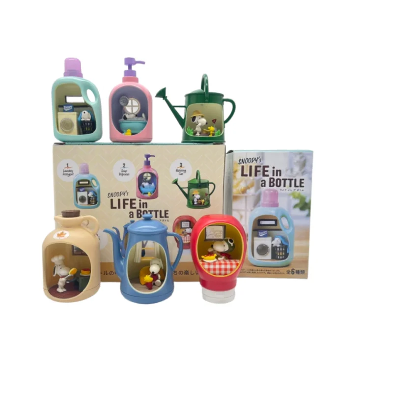 Heißer Verkauf Re-Ment Snoopy's Life In A Bottle Szene Happy Hour Ornamen Blind Box Miniatur Puppen Sammlung Anime Action Figur Spielzeug