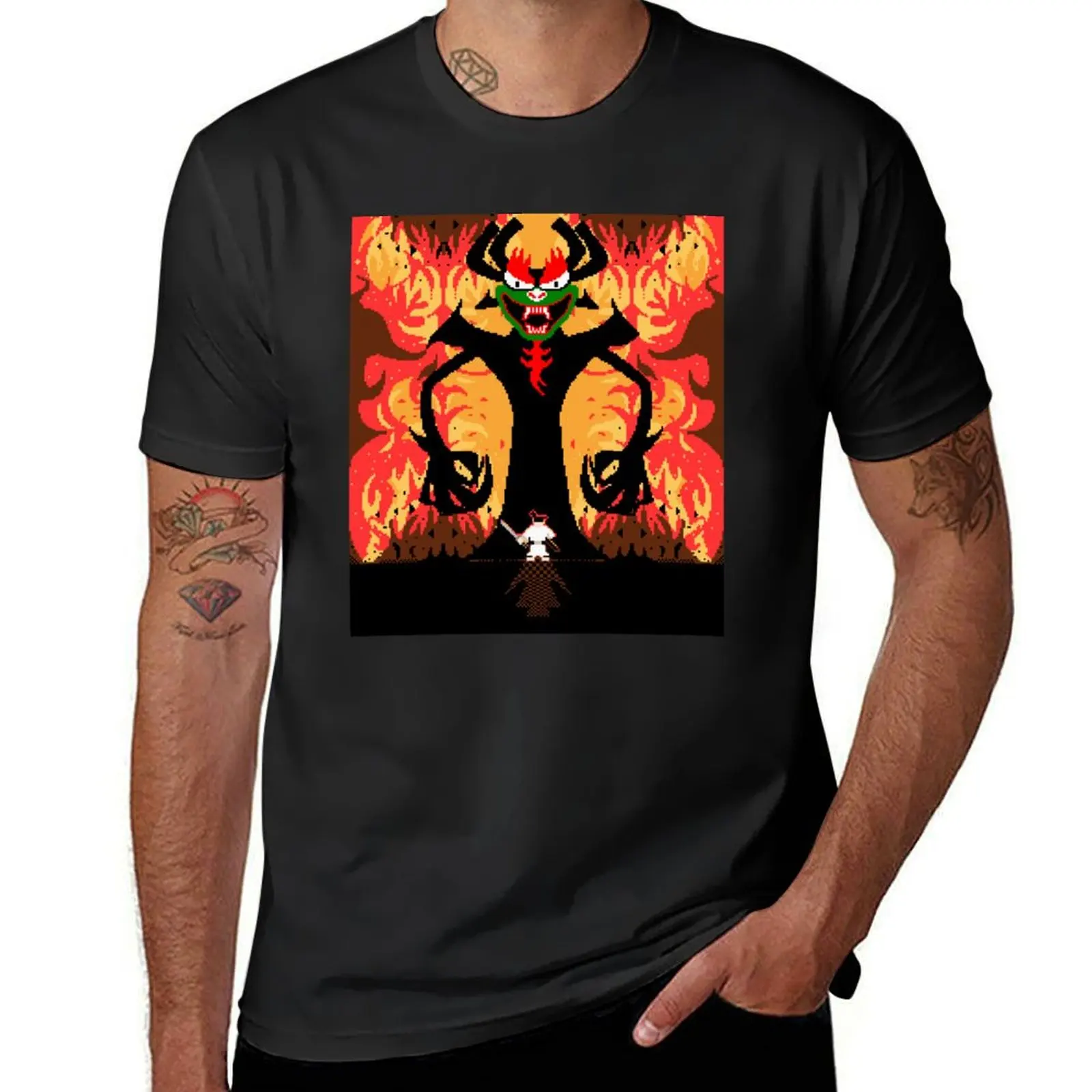 

Samurai Jack Vs Aku - Showdown Pixel Art T-Shirt summer tops korean fashion blacks mens t shirts casual stylish