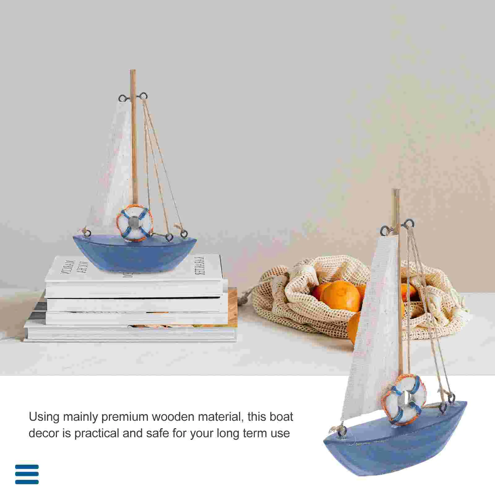 Decor Vintage Boat Model Sailboat Ornament Shaped Ornaments Desktop Wooden Adornment Office Tabletop Interior Decoration