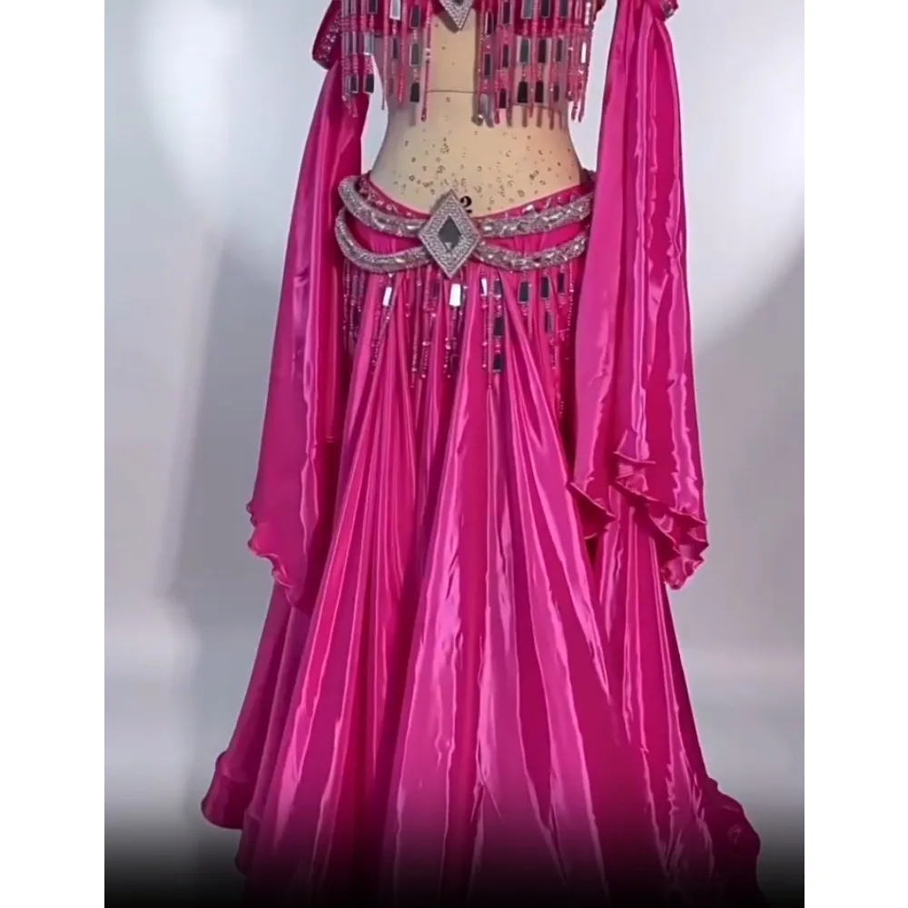 BellyDance Costumes Embroidery Diamond Bra Split Fishtail Skirt Performance Set Custom Adult Competition Clothing Accessories