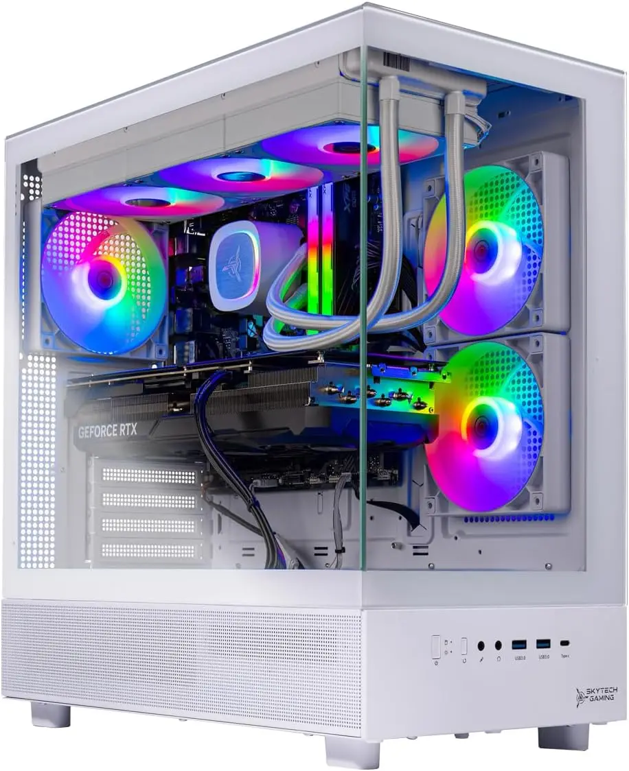 

Skytech Gaming Azure 3 Desktop PC, Ryzen 7 9800X3D 4.7 GHz (5.2 GHz), NVIDIA RTX 5080 16GB, 2TB NVMe SSD, 30mm ARGB AIO,