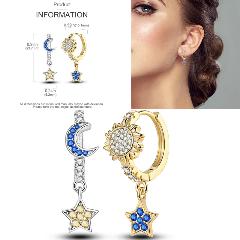 Sparkling Gold Woman Hoop Earrings 925 Sterling Silver Butterfly Colored Zirconium Earrings for Women Jewelry Anniversary Gift view 2