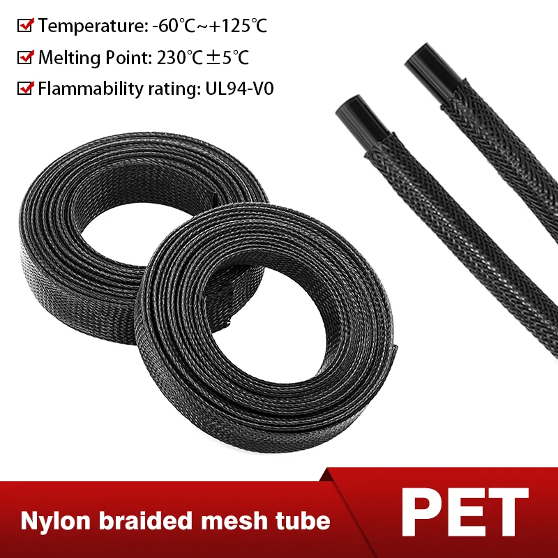 

2/5/10M Braided Cable Sleeve 2mm 3mm 4mm 6mm 8mm 10-100mm PET Expandable Cover Insulation Nylon Sheath Wire Wrap Protection