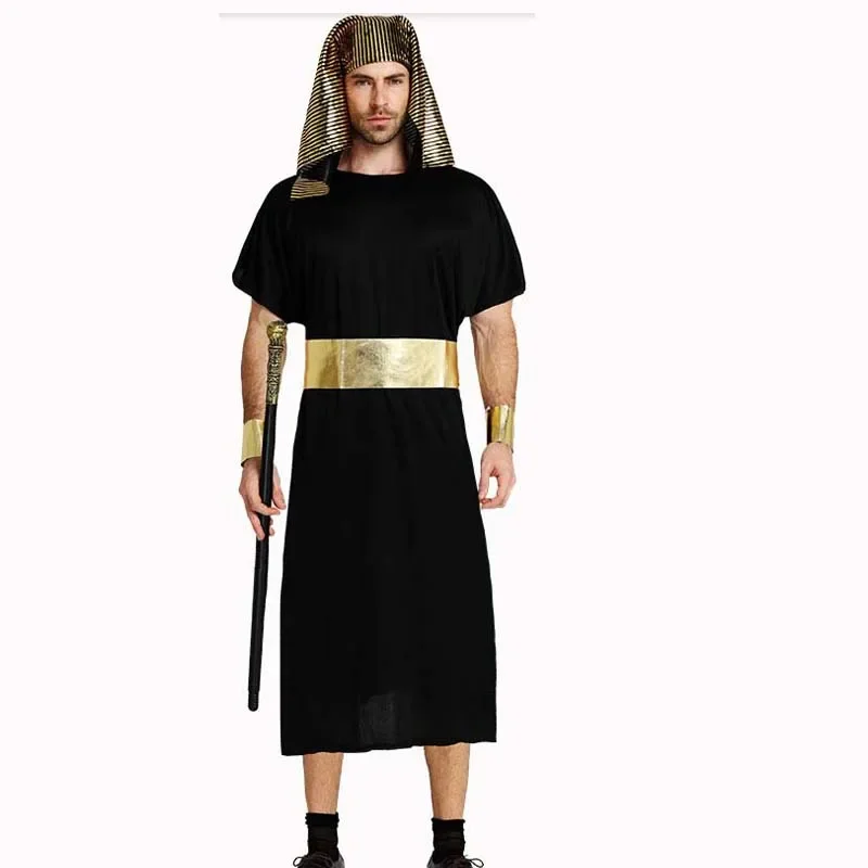 Fato preto do faraó Egipto para homens, Cosplay adulto, vestido extravagante do carnaval S, festa de Halloween, dramatização, Natal, aniversário