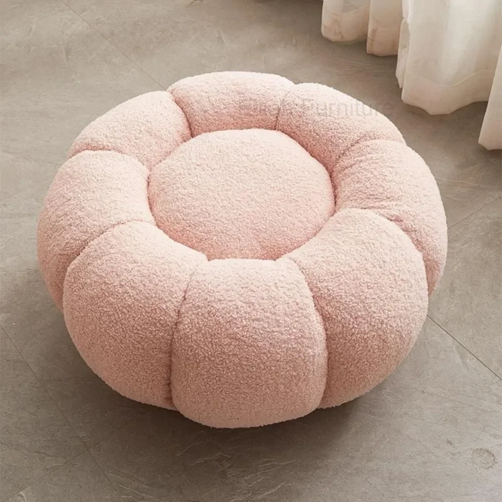 Pumpkin sofa stool footstool sofa stool lambswool simple modern living room luxury bedroom single small round stool