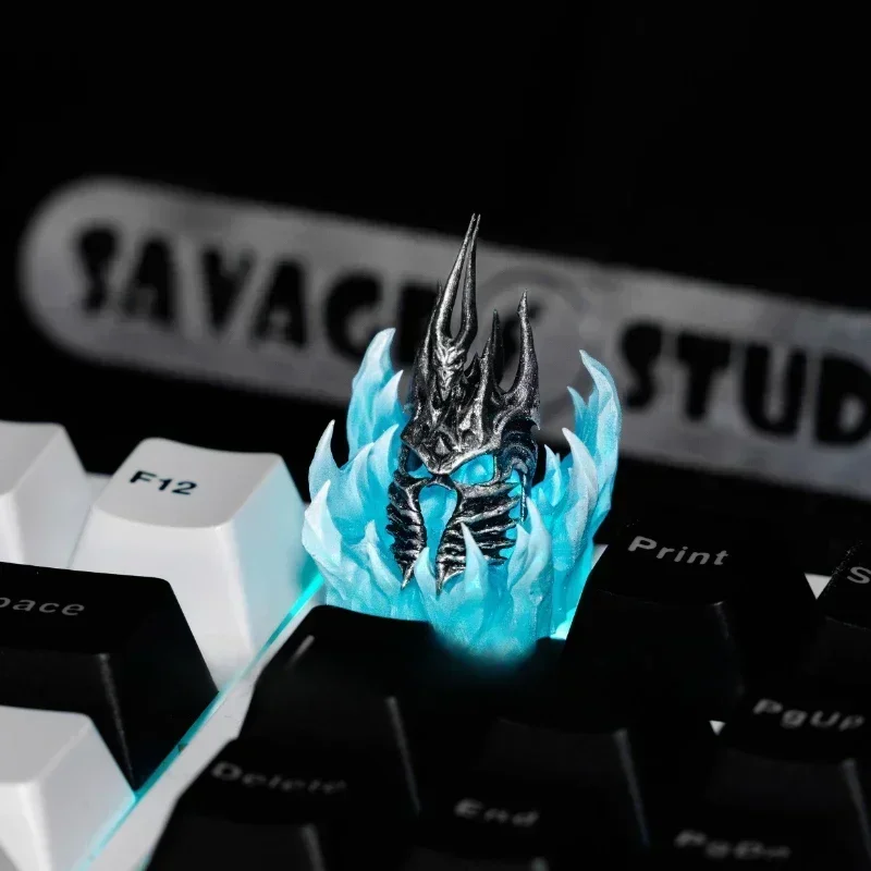 Anime Keycaps World of Warcraft Helmet of The Lich King Translucent DIY Custom Key Caps Mechanical Keyboard Gamer Holiday Gifts