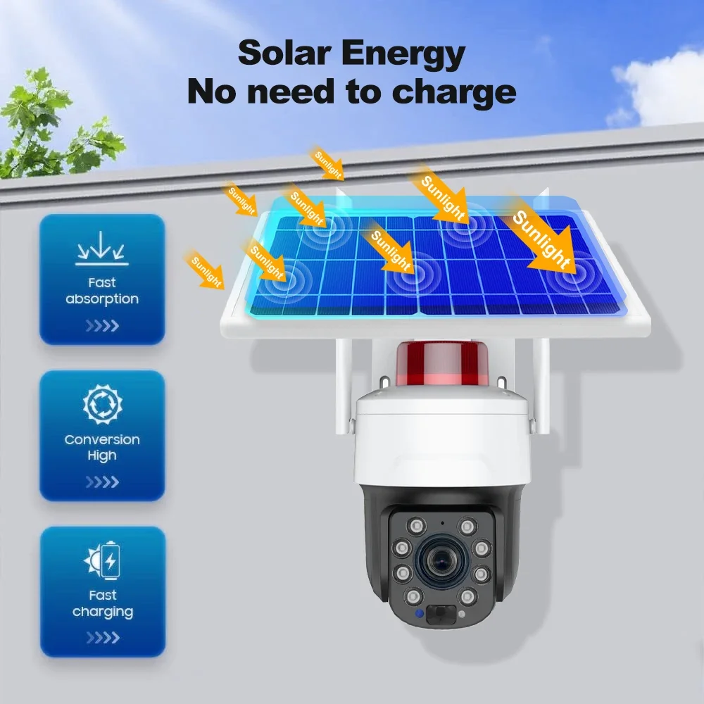 Wifi 5MP Solar Monitoring Network Camera Support 30X Zoom To See 2Km Away Low Power Outdoor IP66 Waterproof Clear Night Vison