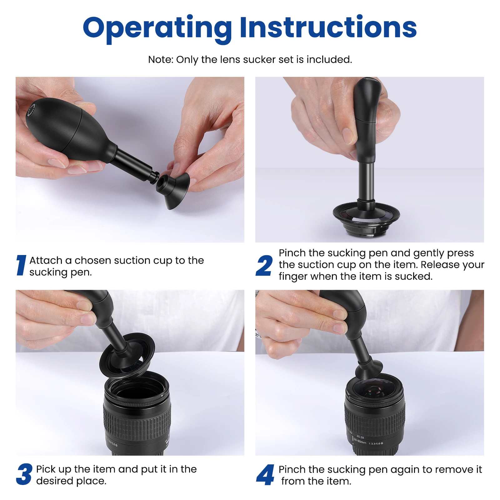 Neewer 8-in-1-Objektivsauger-Set, IC Pick Up Vakuum-Saugstift mit 7 austauschbaren Saugnäpfen, Linsen-Reparatur-Werkzeug für die Linsenreparatur