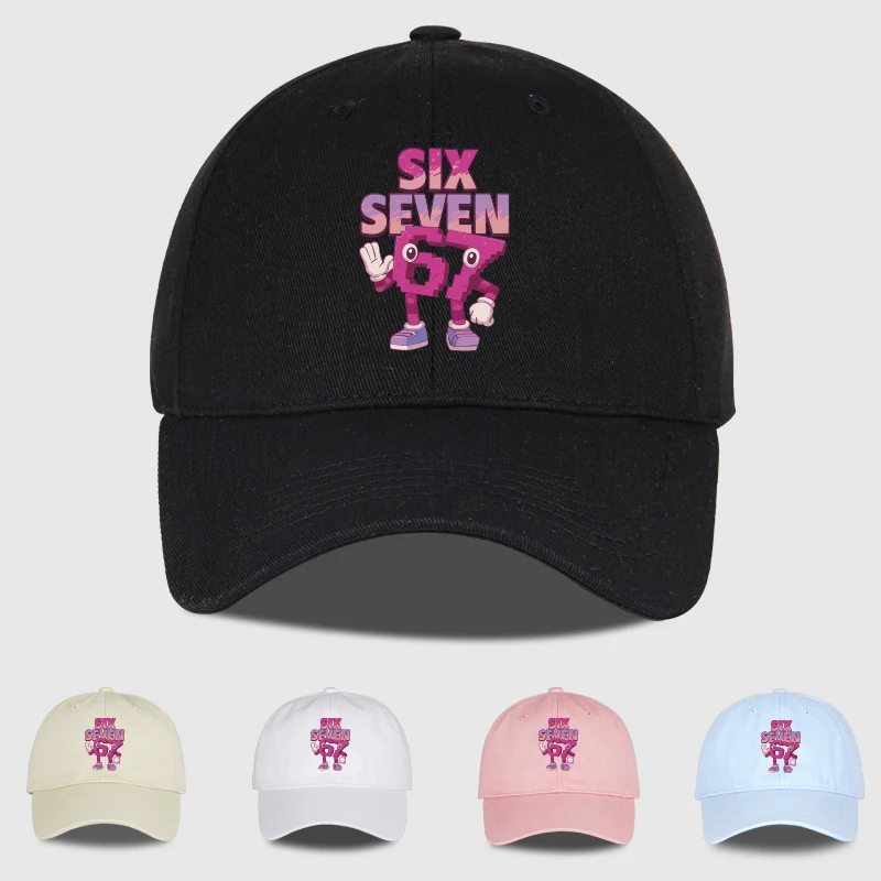 2026 New Cartoon 67 Six Seven Print Baseball Cap Adjustable Unisex Vintage Snapback Hat Casual Outdoor Sun Cap