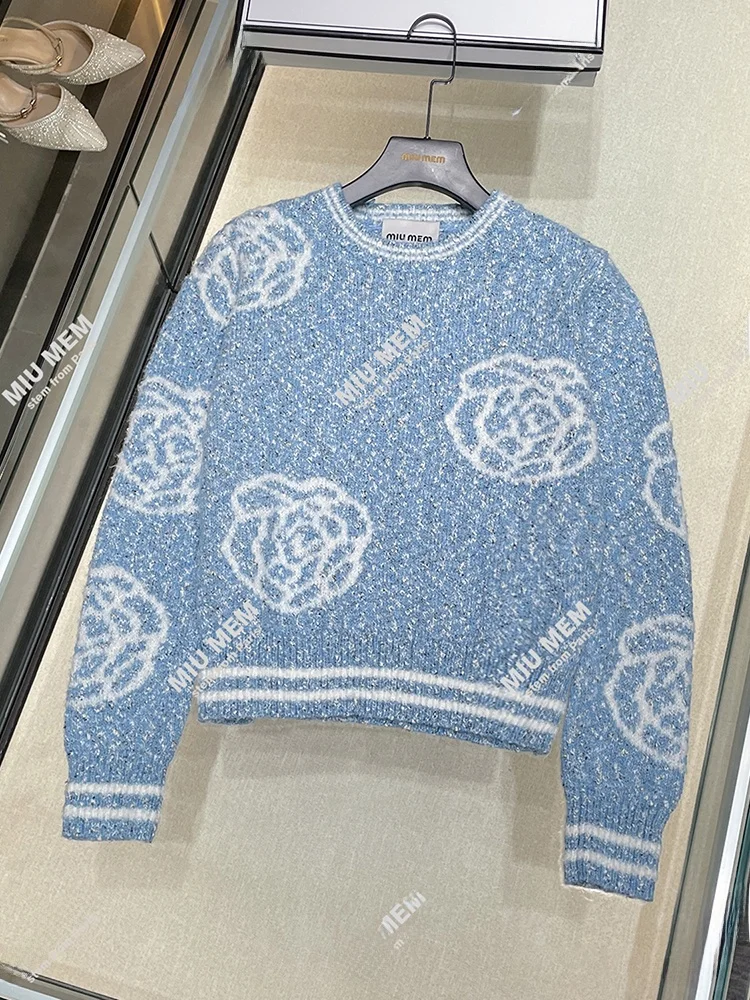 Miumem ハイエンド秋冬レディースニットセーターソフトスタイル Tka 刺繍トップ通勤スタイルレギュラーフィット長袖