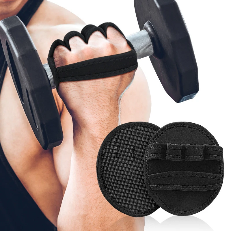 Coppia di protezioni per il palmo guanti per il Fitness da palestra mezze dita sollevamento pesi Palm Dumbbell Grip Pads guanti da allenamento per sollevamento pesi palestra W