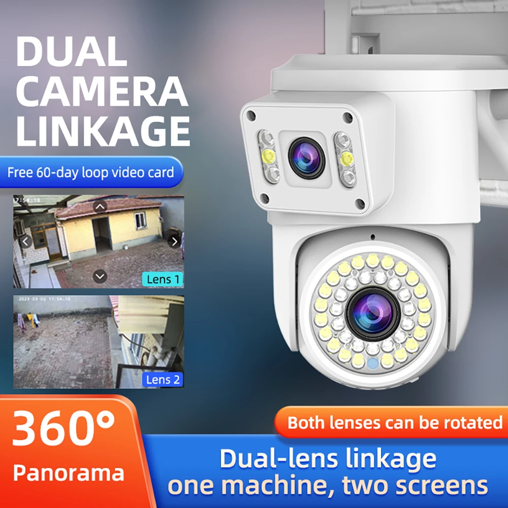 

4-мегапиксельная камера наблюдения с двумя объективами, Wi-Fi, 1080P, IP-монитор, автоматическое отслеживание, обнаружение движения, 2-сторонний PIX-LINK A22, наблюдение с удаленным доступом