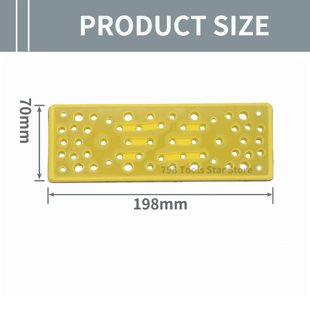 1PC 70x198mm Square Sanding Backing Pad Compatible with Mirka/FLEX, Flocking Self-Adhesive Dry Mill Tray for Pneumatic Grinder
