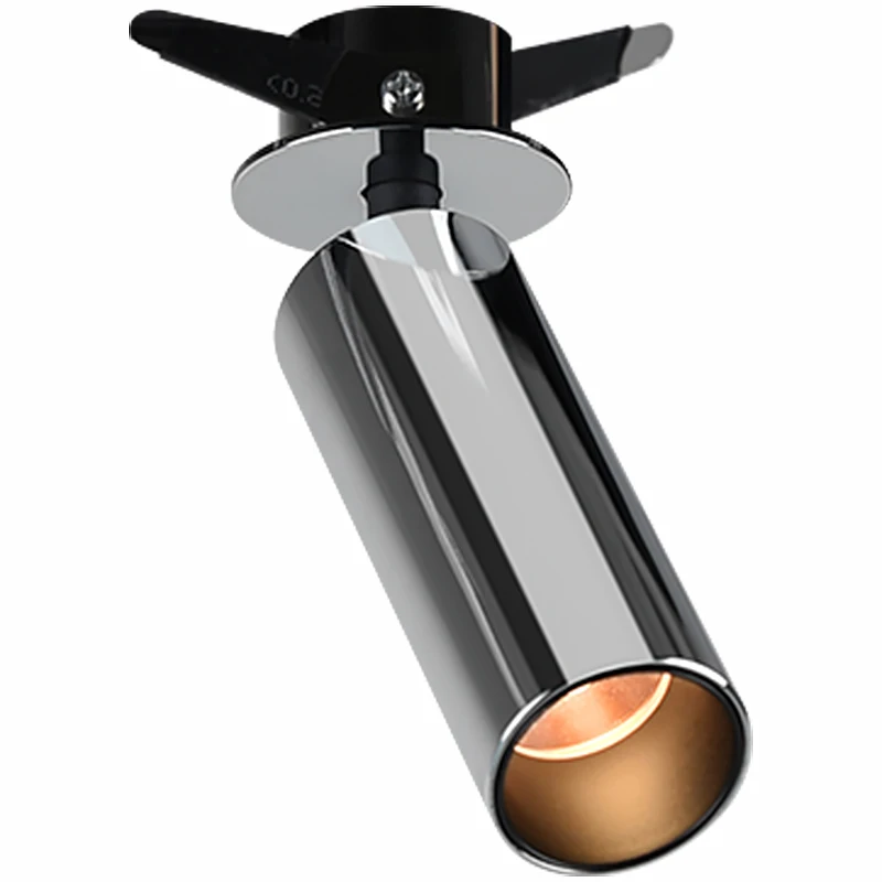 Led Spotlight Electroplated Silver Small Spot Light Surface Mounted Foldable Adjustable Angle Antique Bauhaus Style COB Lamp