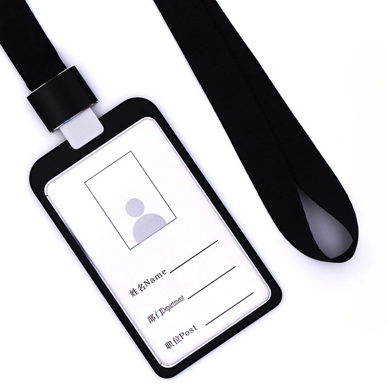 Liga de alumínio passagem cartão de trabalho capa nome id tag manga crachá titular cordão metal permissão de trabalho caso protetor pescoço cinta