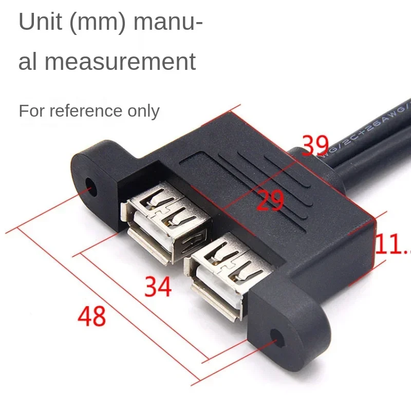 PC Case Internal Dupont 9pin Ke 2-Port USB Tipe A Female Screw Lock Panel Mount Cable 30/50CM