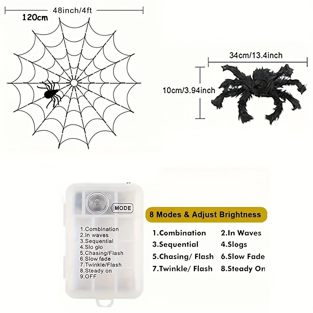 Guirlande lumineuse LED pour Halloween, toile d'araignée, fantôme, Festival, lumière d'ambiance pour maison hantée, décoration de fête, lumière colorée