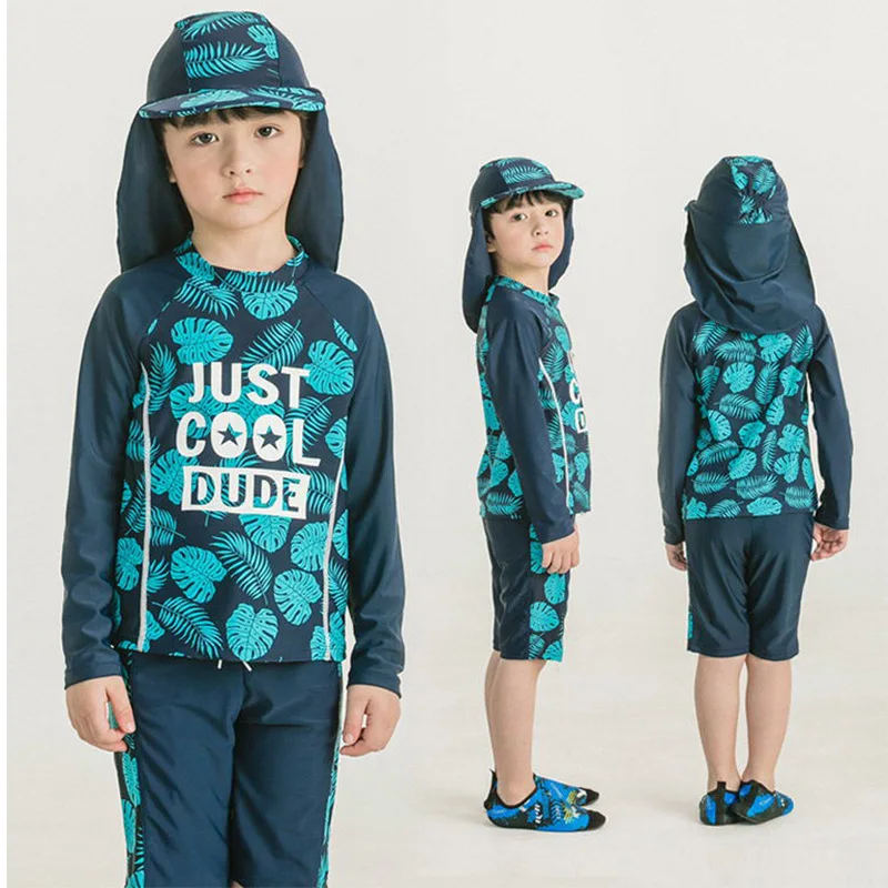 

2025 Новый детский купальник для мальчиков, детей среднего и большого размера, для малышей, быстросохнущий солнцезащитный купальник с разрезом, костюм для серфинга