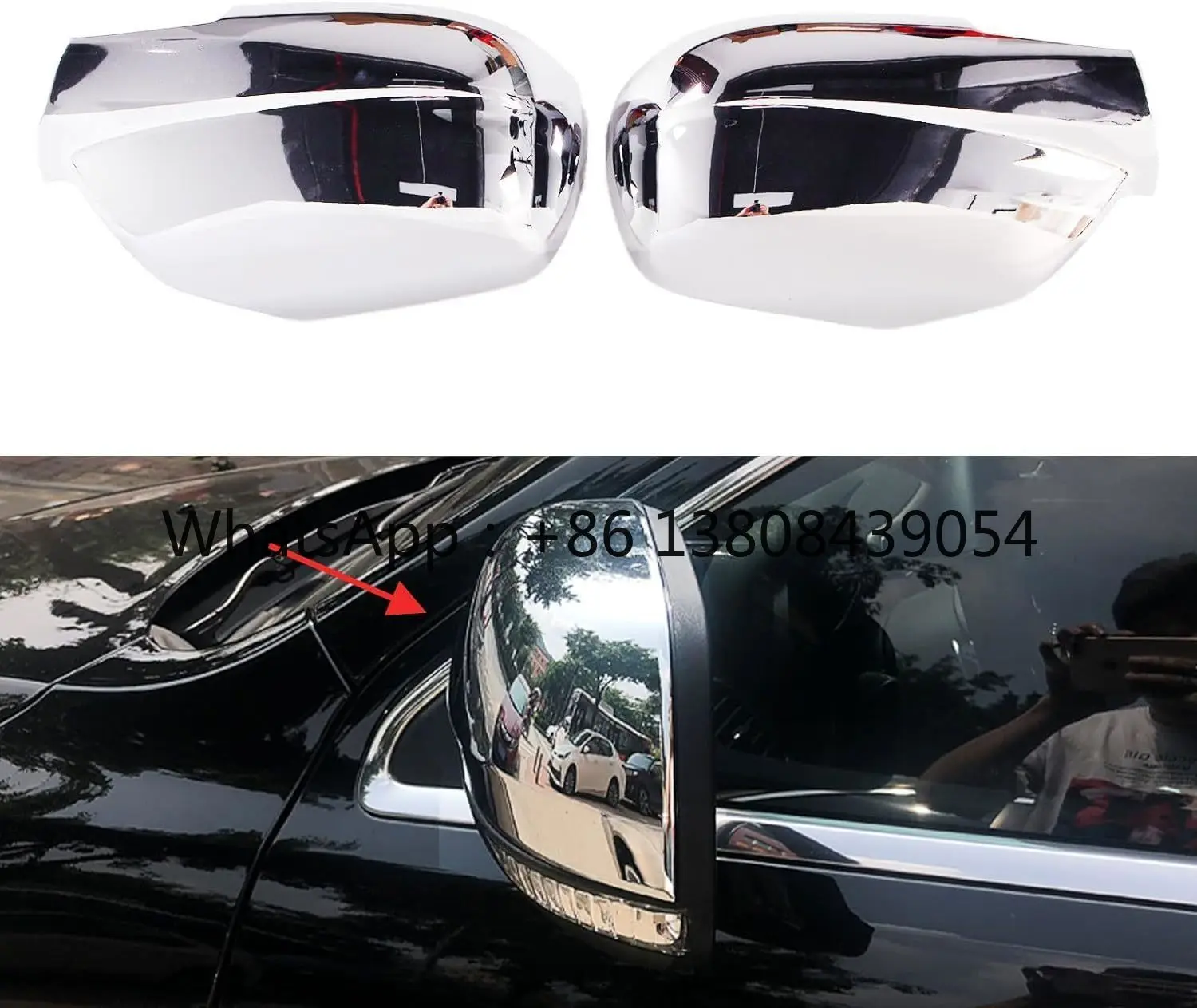 Chrome Side Door Mirror Caps Covers + 4 PCS Door Handle Covers Fit for 2005-2010 Jeep Grand Cherokee