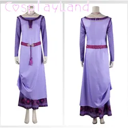 New Movie Wish Asha Princess Cosplay Costume Fancy Party Dress Purple Long Dress Cosplay Halloween Costume For Women