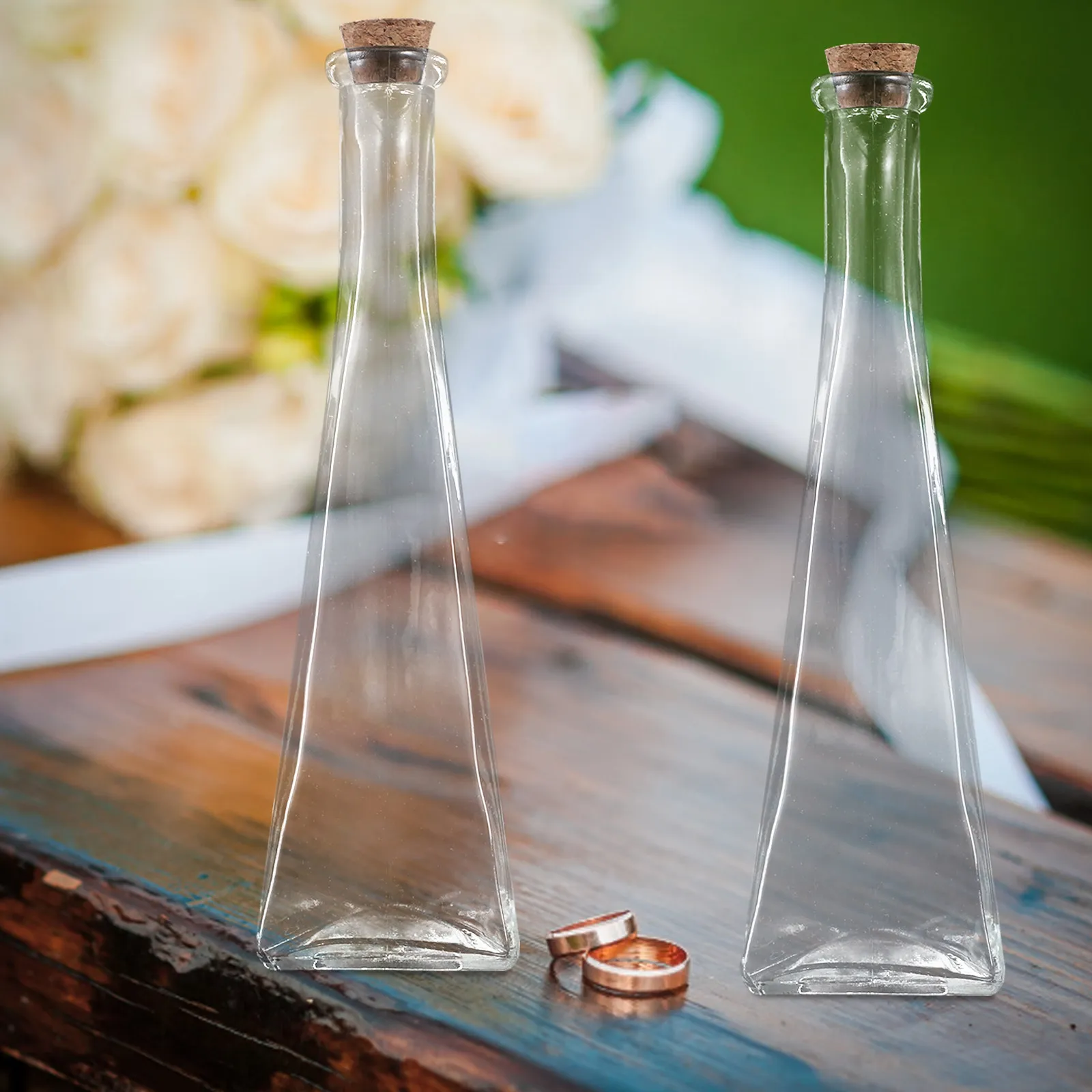 3Pcs Wedding Memorial Sand Bottle Set Small Glass Jars with Lids Empty Wishing Bottles Sand Art Container Keepsake for Ceremony